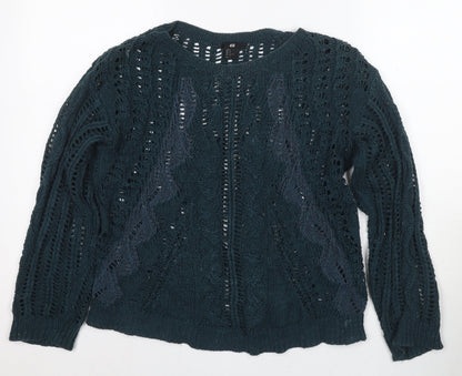 H&M Women's Green Pullover Jumper, Size S, Crew Neck