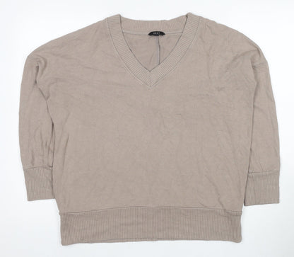 Next Men's Beige V-Neck Pullover Jumper, M, Casual