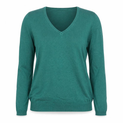 Marks & Spencer Women's Green V-Neck Sweater Size 10