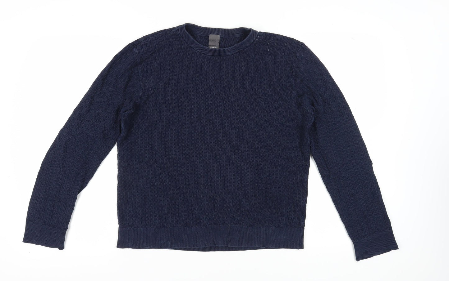 H&M Men's Blue Cable-Knit Pullover Jumper M