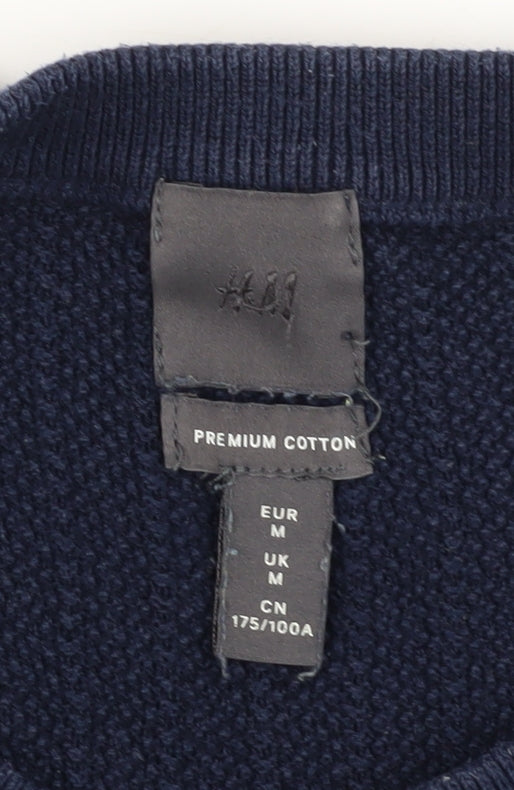 H&M Men's Blue Cable-Knit Pullover Jumper M