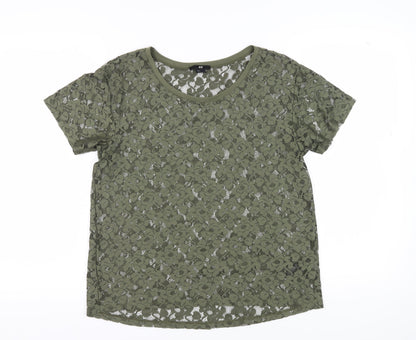 Womens UK Size S H&M Green Lace T-Shirt