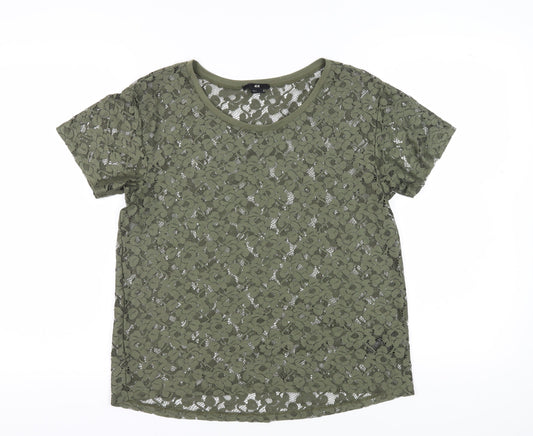 Womens UK Size S H&M Green Lace T-Shirt