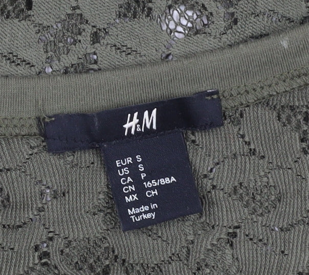 Womens UK Size S H&M Green Lace T-Shirt