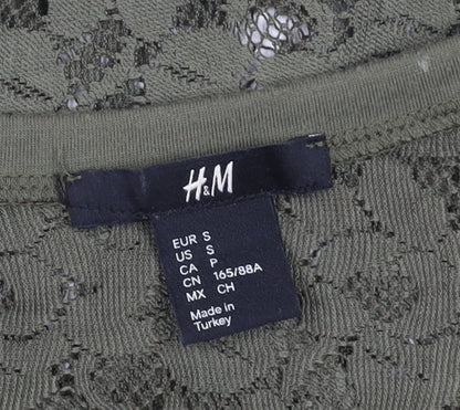 Womens UK Size S H&M Green Lace T-Shirt