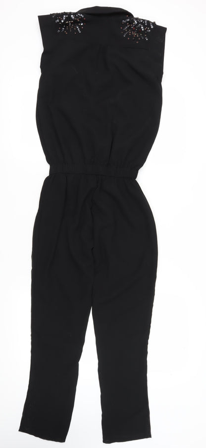 River Island Women's Black Beaded Jumpsuit Size 8