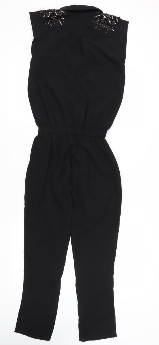 River Island Women's Black Beaded Jumpsuit Size 8