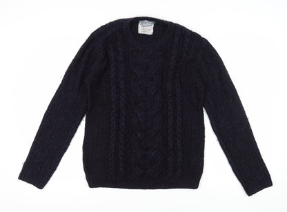 Topman Men's Black M Cable-Knit Wool Pullover
