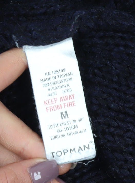 Topman Men's Black M Cable-Knit Wool Pullover