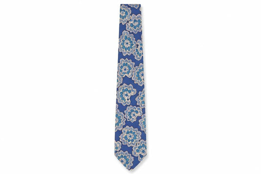 Rinaldo Gambini Men's Blue Floral Silk Slim Tie