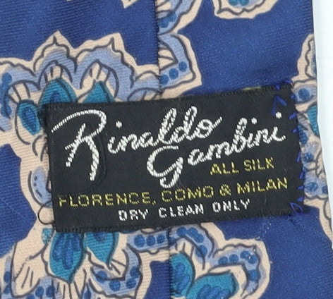 Rinaldo Gambini Men's Blue Floral Silk Slim Tie