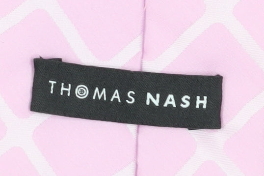 Thomas Nash Men's Pink Geometric Slim Tie - Very Good
