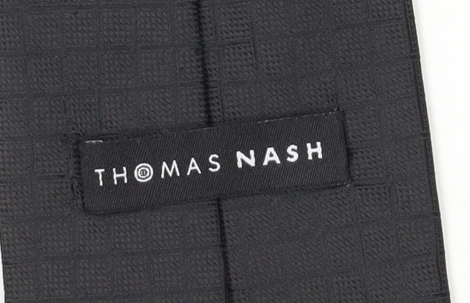 Thomas Nash Black Men's Slim Tie Polyester Geometric Design
