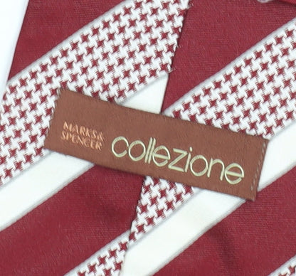 Marks and Spencer Men's Red Striped Silk Tie