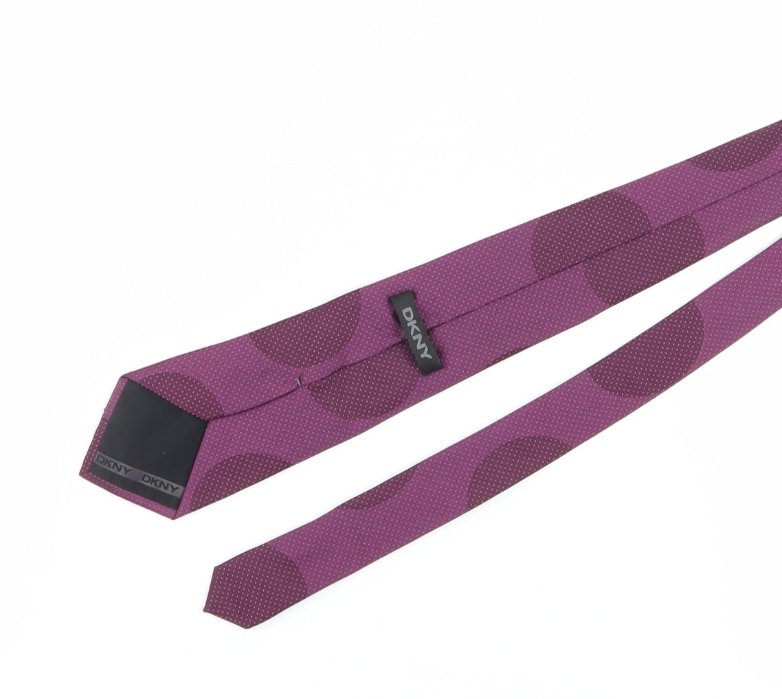 Mens DKNY Purple Polka Dot 100% Silk  Tie