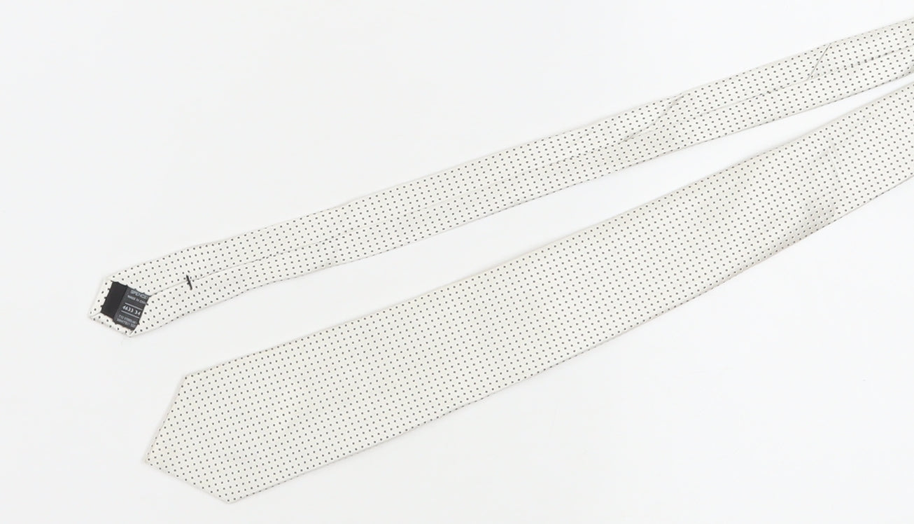 Marks and Spencer Men's White Silk Polka Dot Tie One Size