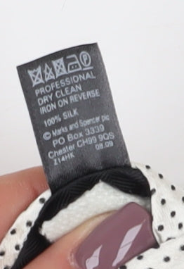 Marks and Spencer Men's White Silk Polka Dot Tie One Size