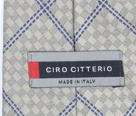Mens Ciro Citterio Beige Geometric 100% Silk  Tie