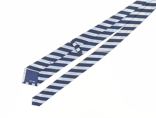 Marks and Spencer Men's Blue Silk Striped Slim Tie