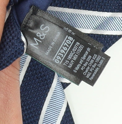 Marks and Spencer Men's Blue Silk Striped Slim Tie