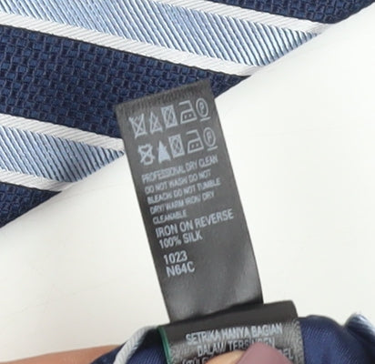 Marks and Spencer Men's Blue Silk Striped Slim Tie