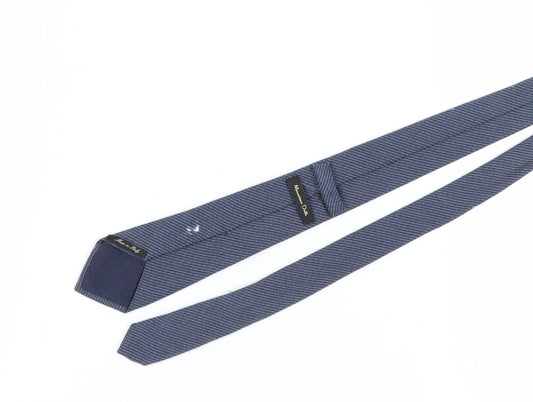 Massimo Dutti Men's Blue Striped Silk Blend Tie