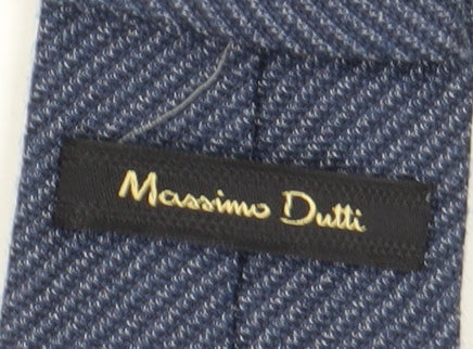 Massimo Dutti Men's Blue Striped Silk Blend Tie