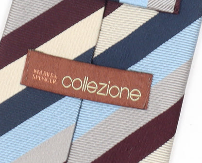 Marks & Spencer Men's Blue Striped Silk Tie