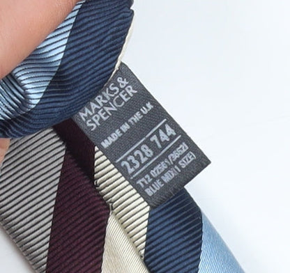 Marks & Spencer Men's Blue Striped Silk Tie