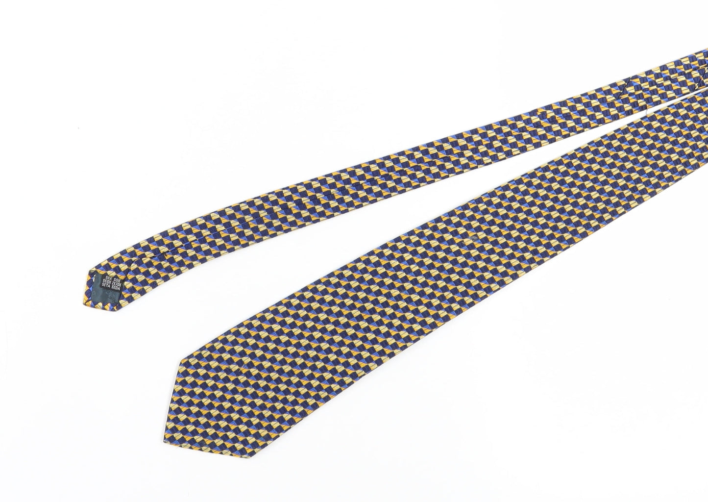 Jaeger Men's Blue Yellow Geometric Silk Tie
