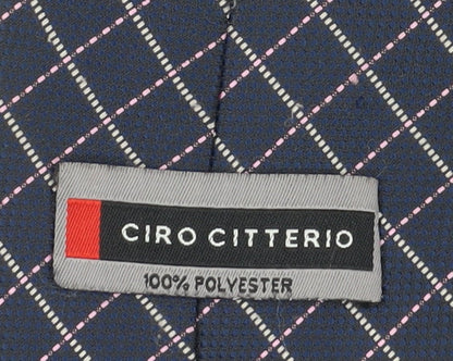 Mens Ciro Citterio Blue Plaids & Checks 100% Polyester  Tie