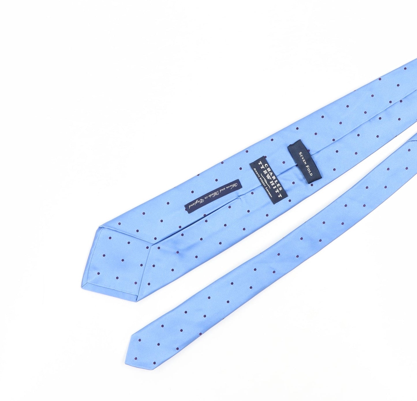 Mens Charles Tyrwhitt Blue Polka Dot 100% Silk  Tie