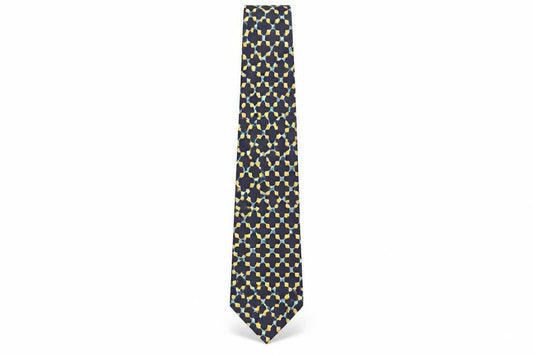 D'Alembert Men's Blue Geometric Silk Designer Tie