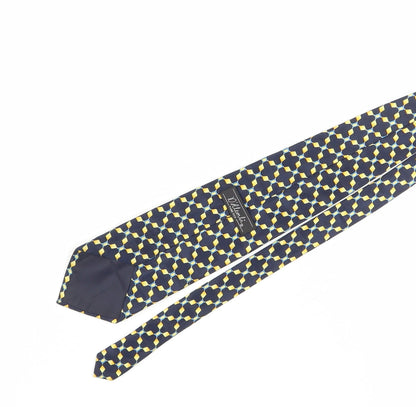 D'Alembert Men's Blue Geometric Silk Designer Tie