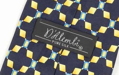D'Alembert Men's Blue Geometric Silk Designer Tie