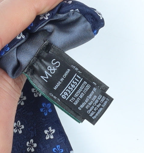 Marks and Spencer Men's Blue Floral Slim Tie