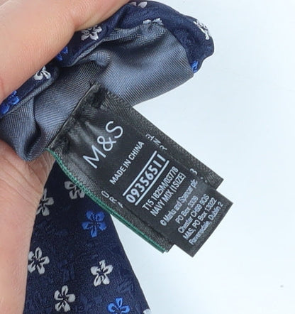 Marks and Spencer Men's Blue Floral Slim Tie