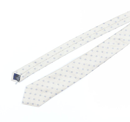 Marks and Spencer Beige Geometric Silk Wool Slim Tie