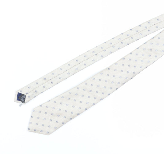 Marks and Spencer Beige Geometric Silk Wool Slim Tie