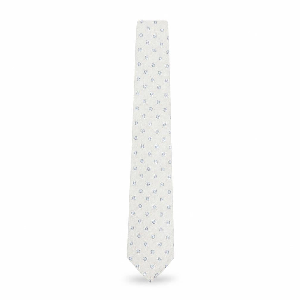 Marks & Spencer Beige Geometric Silk Wool Slim Tie