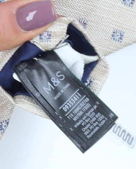 Marks and Spencer Beige Geometric Silk Wool Slim Tie