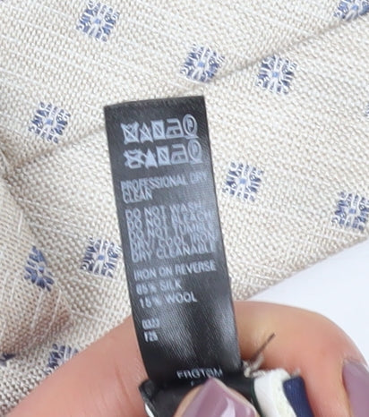 Marks and Spencer Beige Geometric Silk Wool Slim Tie