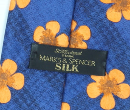 Marks and Spencer Silk Blue Floral Men's Tie