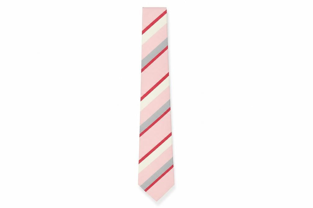 Mens Moss Bros Pink Striped 100% Polyester  Tie