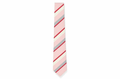 Mens Moss Bros Pink Striped 100% Polyester  Tie