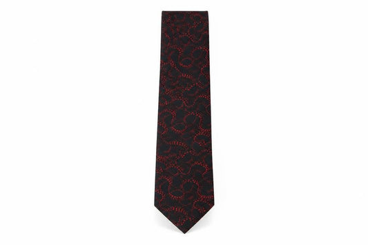 Italiano Neckwear Men's Black Silk Tie Geometric Design