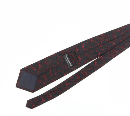 Italiano Neckwear Men's Black Silk Tie Geometric Design