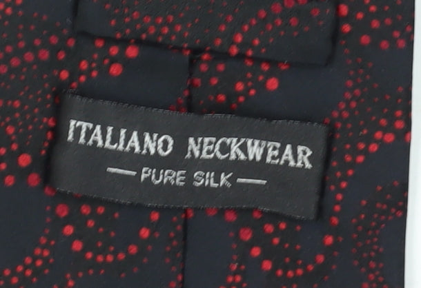 Italiano Neckwear Men's Black Silk Tie Geometric Design