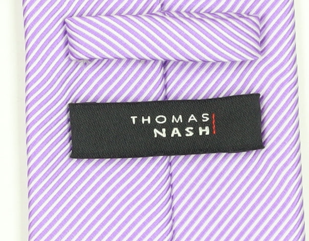 Thomas Nash Men's Purple Striped Slim Tie