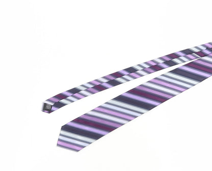 Thomas Nash Men's Purple Striped Tie - Polyester